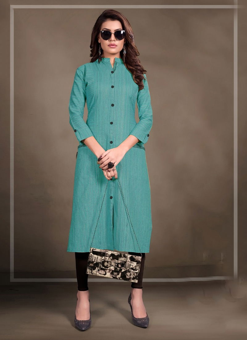 Rung Cotton Linen Straight Casual Office Wear Kurti Collection 1001-1008